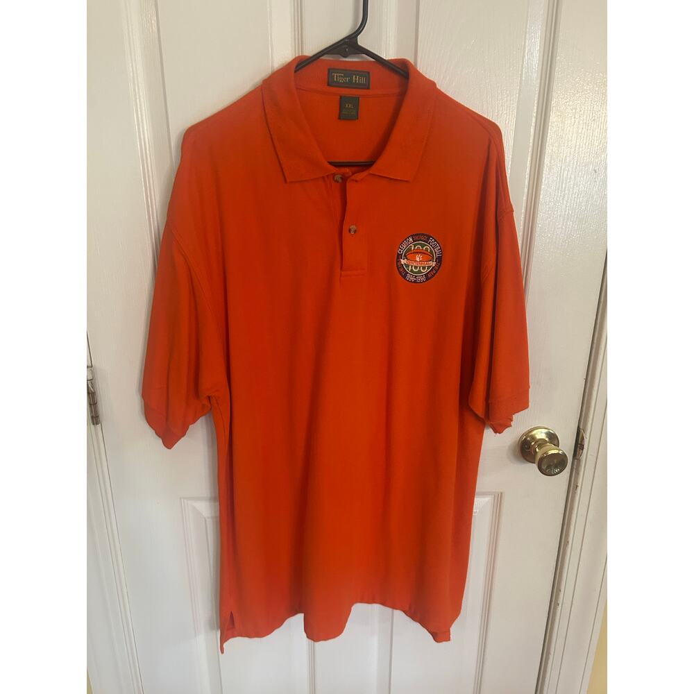 Tiger Hill Clemson University Football Centennial Orange Polo‎ Shirt Size XXL